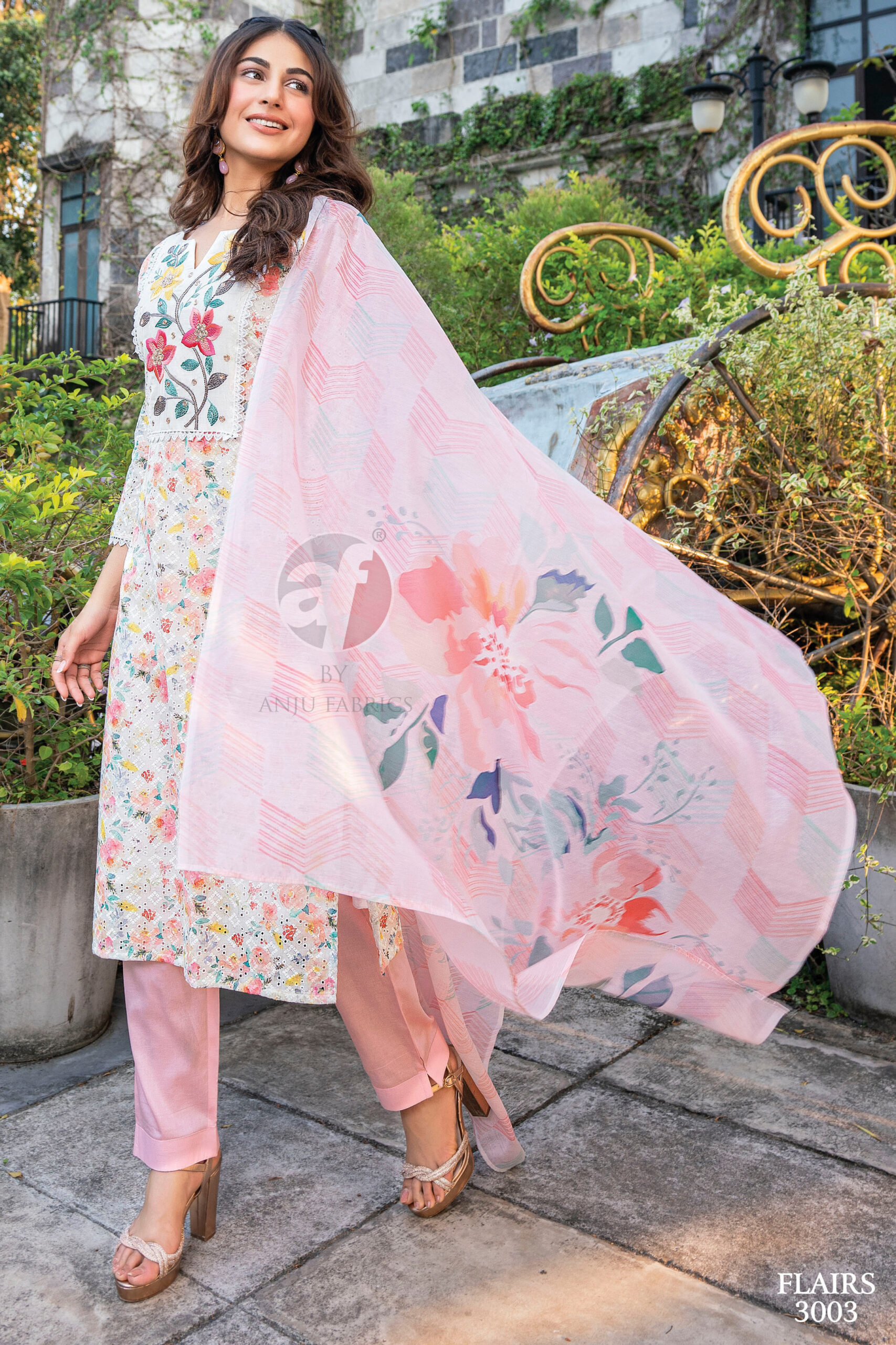 Chic Pure Cotton Schiffli Top, Jaam Satin Bottom, And Cotton Dupatta With Embroidery And Hand-light Work Get The Perfect Blend Of Style And Comfort