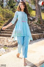 Elegant Co-ord Set with Intricate Embroidery and Tassel Accessories - Perfectly Crafted in Mul Cotton and Cambric Cotton