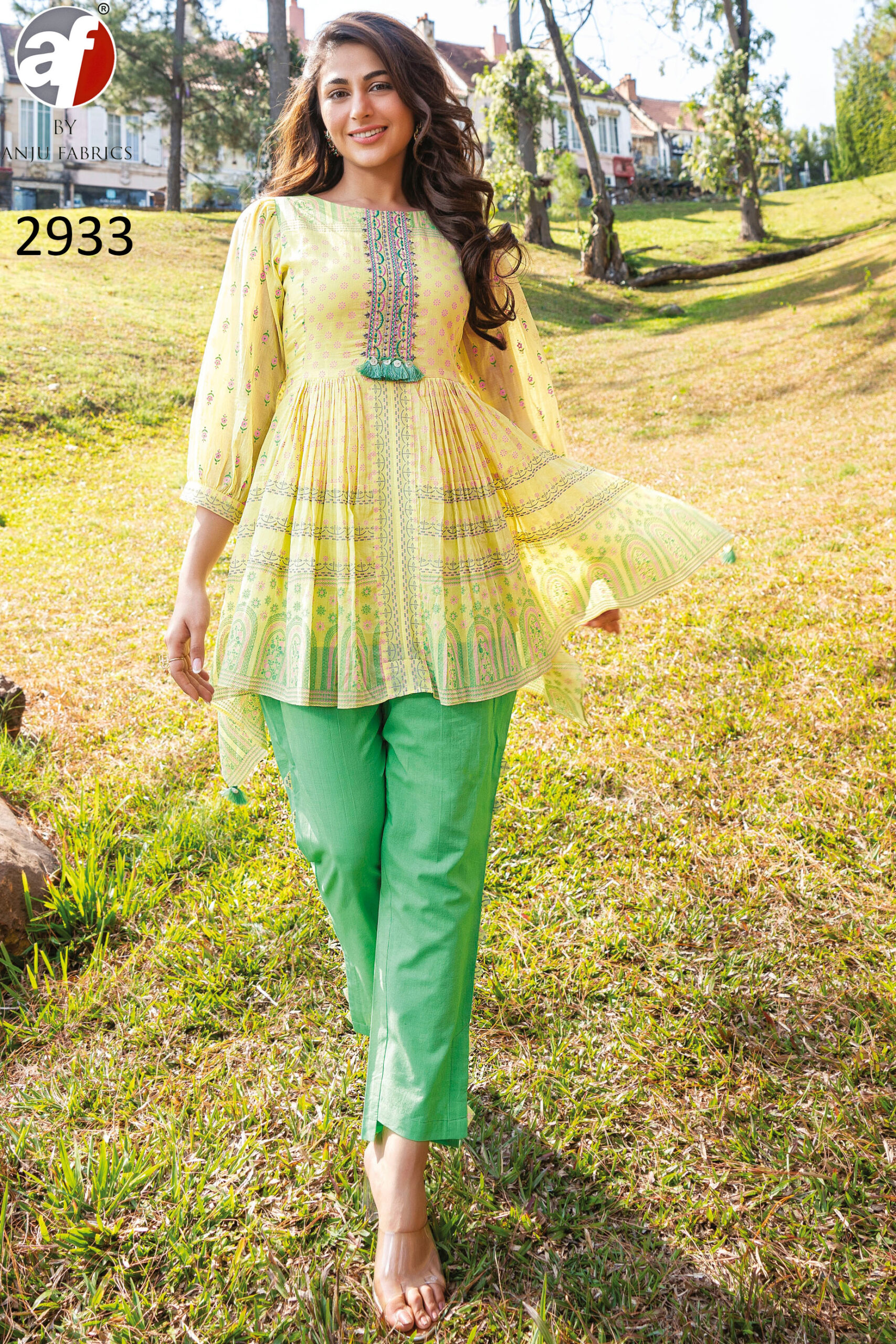 Elegant Co-ord Set with Intricate Embroidery and Tassel Accessories - Perfectly Crafted in Mul Cotton and Cambric Cotton