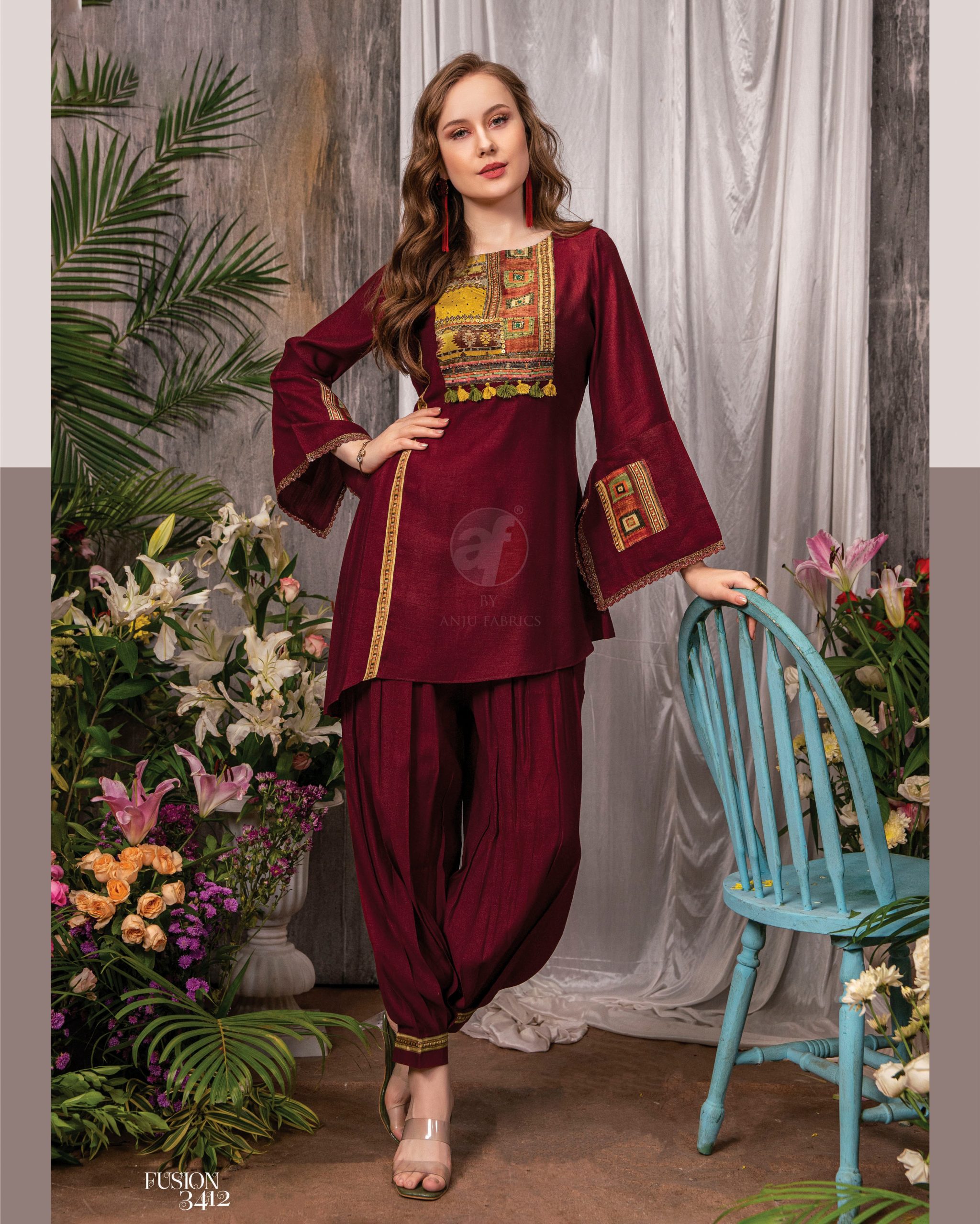 Anju Fabrics Present New Catalog Fusion Vol 3 Readymade Kurti With Afghani Pent