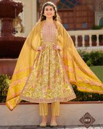 Stylish Stitched Kurti and Pant Set in Pure Cotton 60-60 Print with Beautiful Embroidery Paired with a Gorgeous Mul Cotton Dupatta