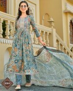 Stylish Stitched Kurti and Pant Set in Pure Cotton 60-60 Print with Beautiful Embroidery Paired with a Gorgeous Mul Cotton Dupatta