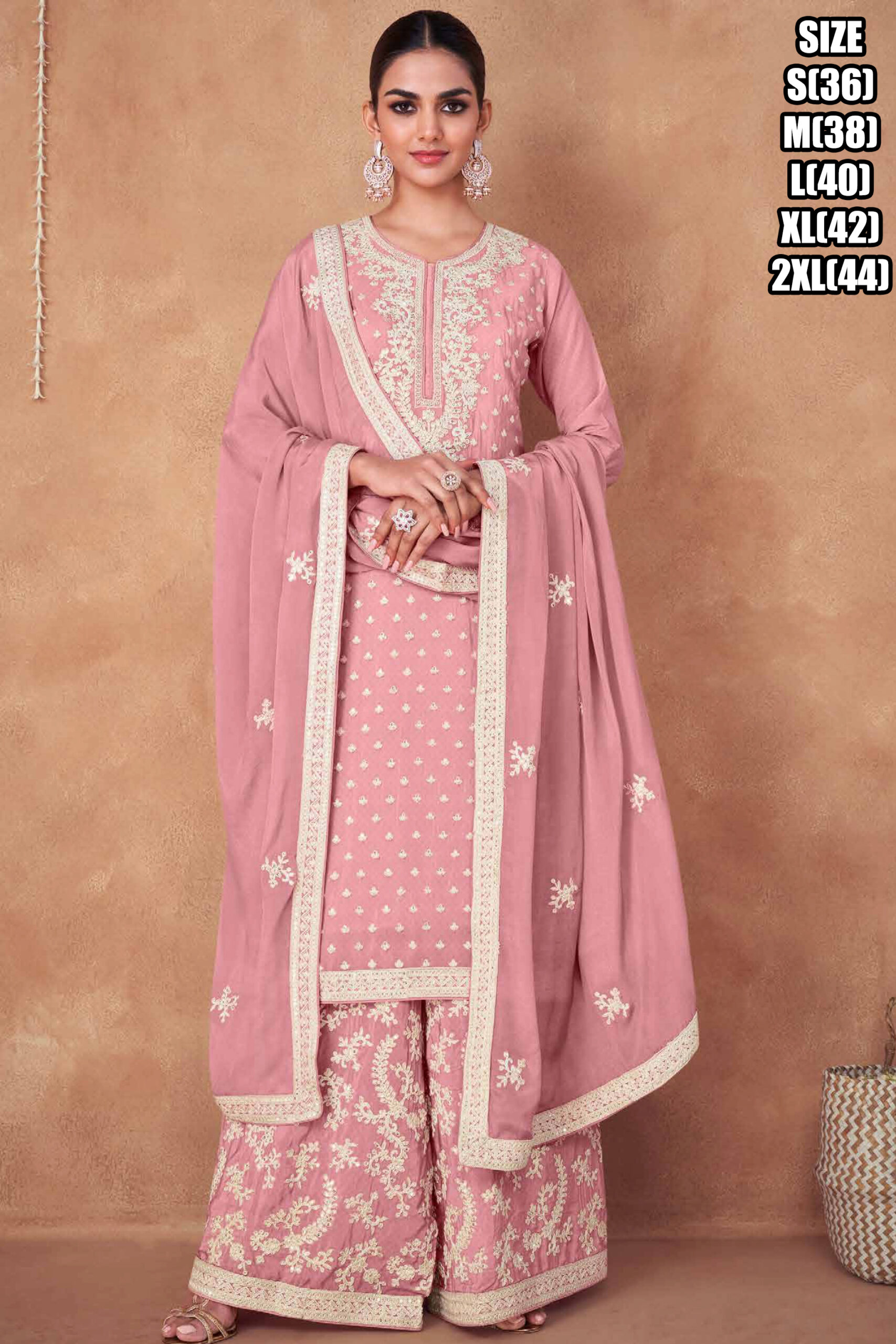 Presents Real Chinon Readymade Plazzo Style Salwar Suits Catalog