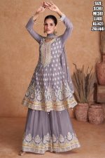 Presents Real Chinon Readymade Plazzo Style Salwar Suits Catalog