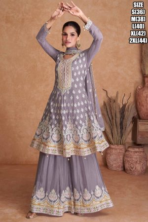 Presents Real Chinon Readymade Plazzo Style Salwar Suits Catalog