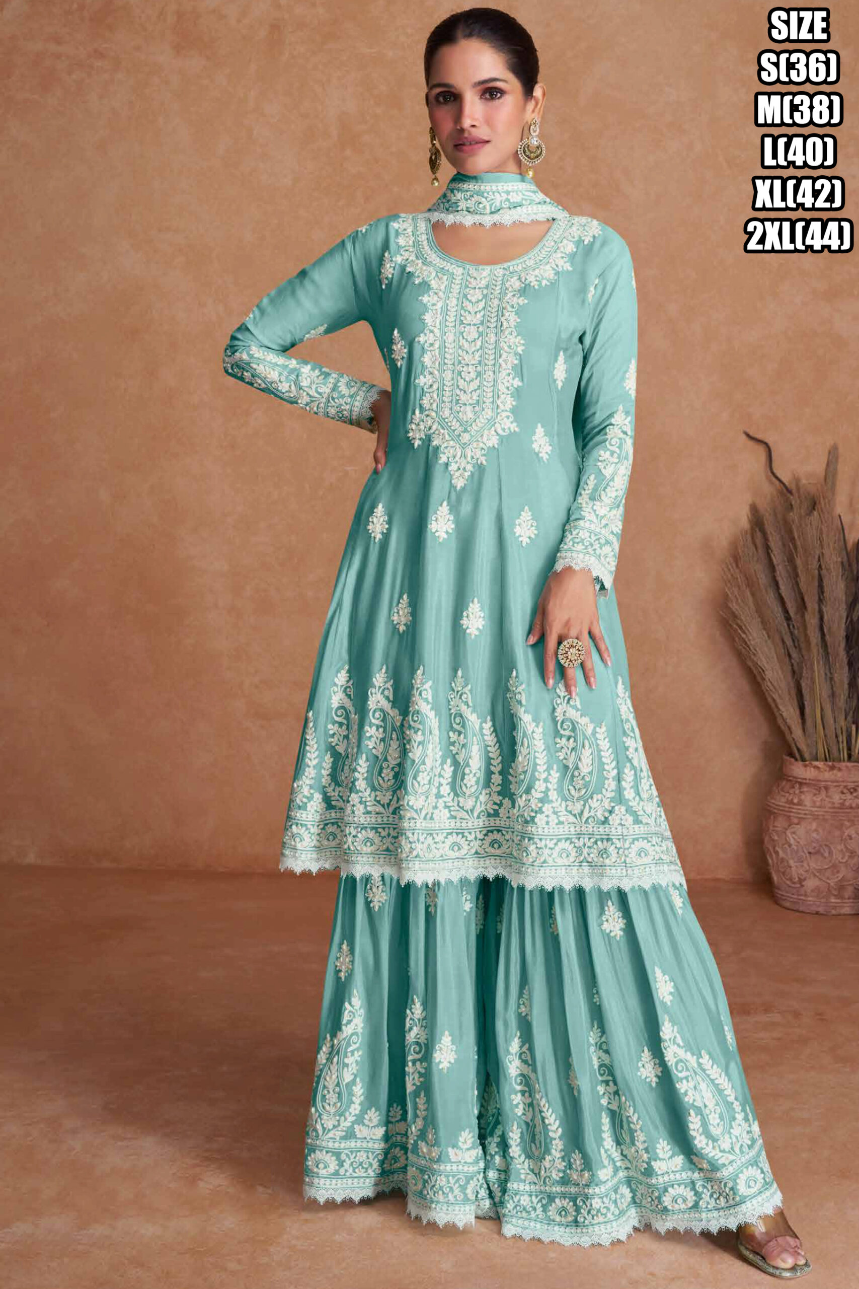 Presents Real Chinon Readymade Plazzo Style Salwar Suits Catalog