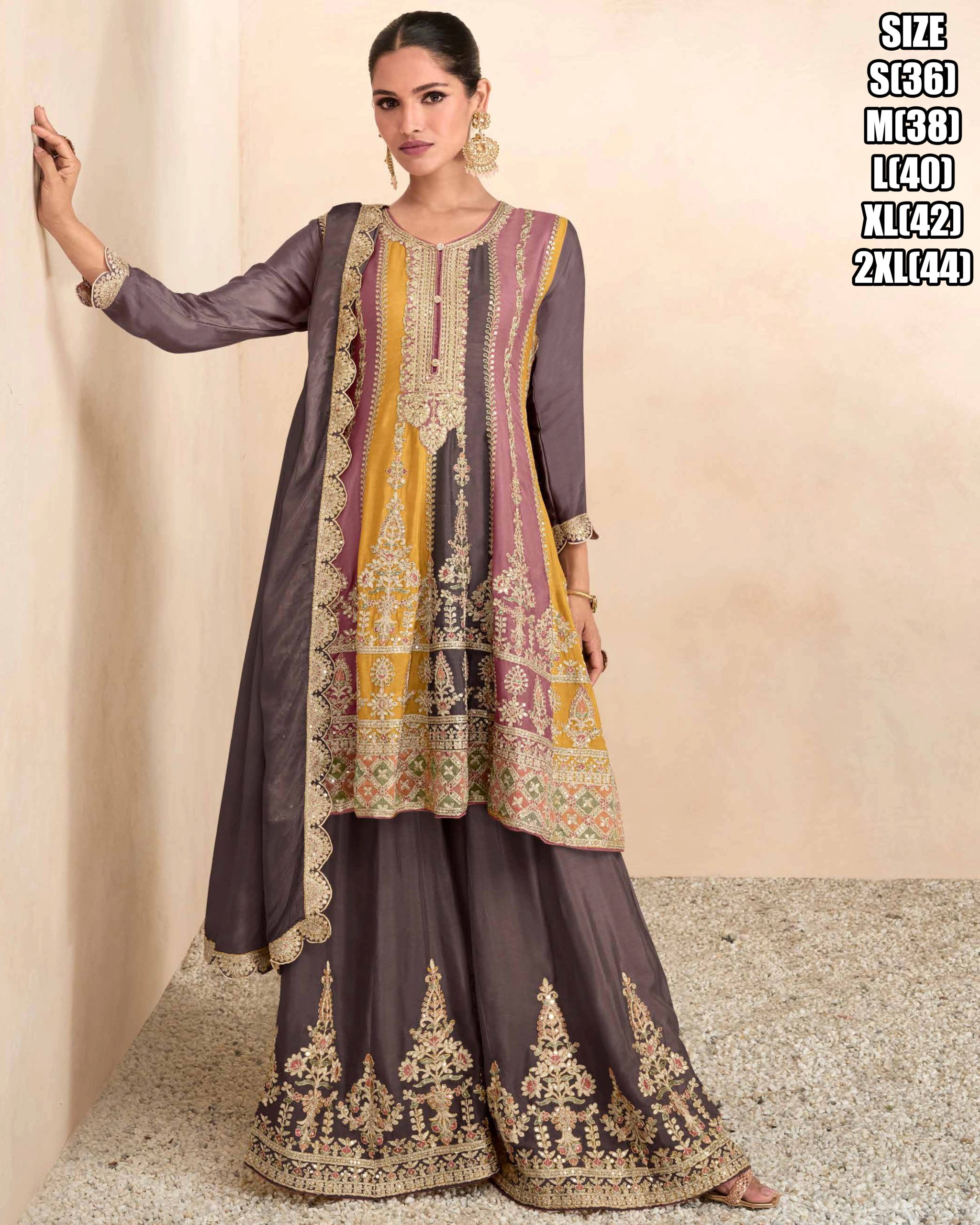 Gulkariya Present Preet Ready To Wear Embroidery Sharara Shalwar Suit