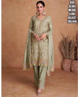 Ethnicrang Women's Real Chinon Stitched Embroidery Salwaar Kameez