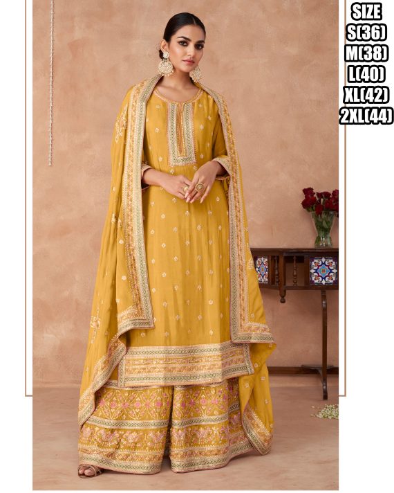 Ethnicrang Women's Real Chinon Stitched Embroidery Salwaar Kameez