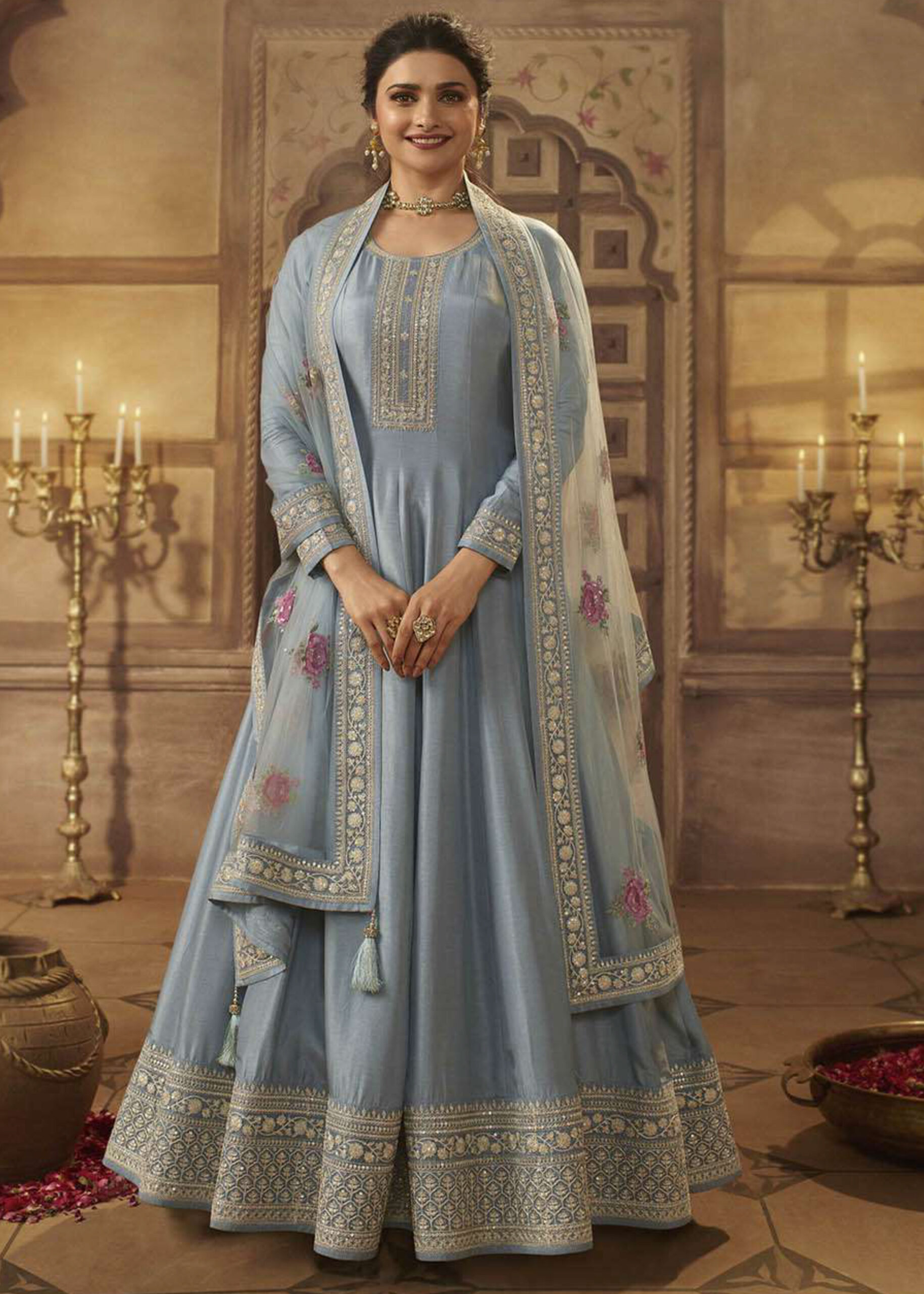 Vinay Fashion Kaseesh Noor Mahal Embroidered Silk Designer Gown.