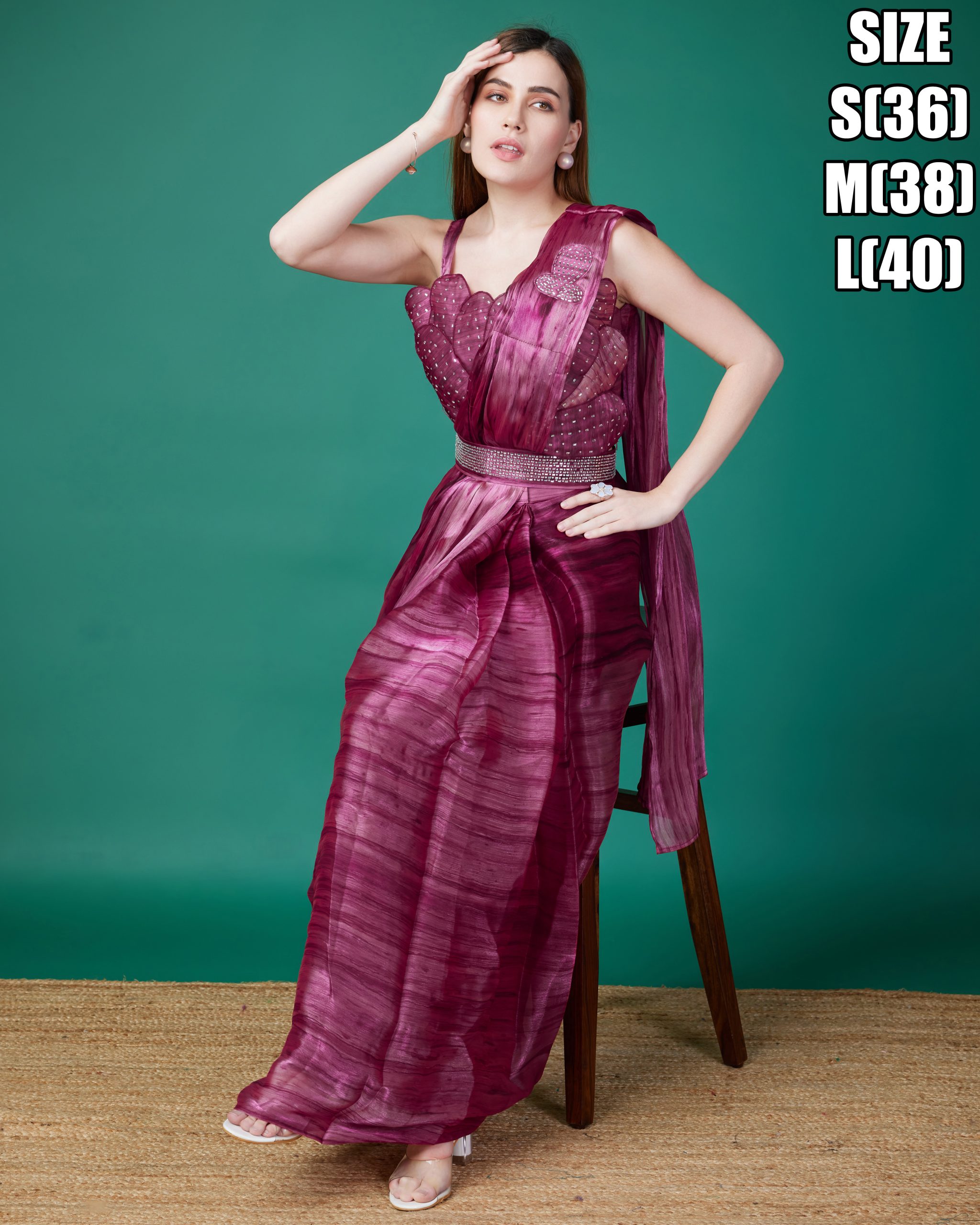 Women's Ready To Wear Embroidered Organza New Designer Saree With Blouse