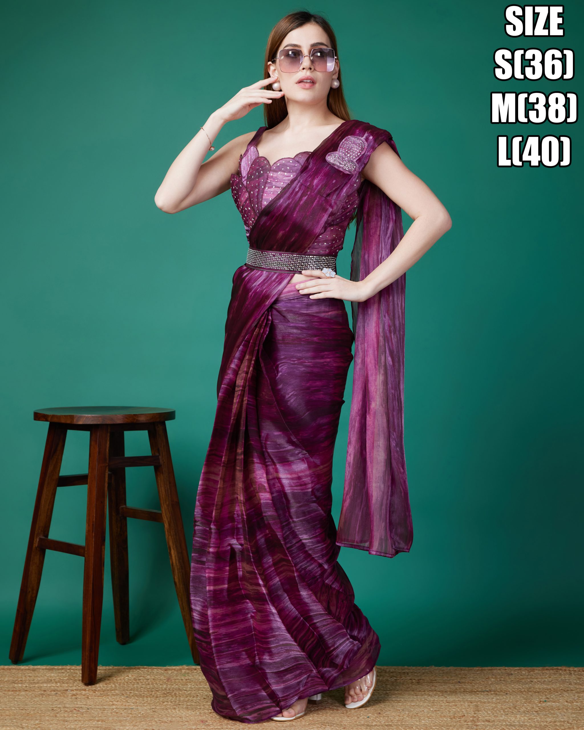 Women's Ready To Wear Embroidered Organza New Designer Saree With Blouse