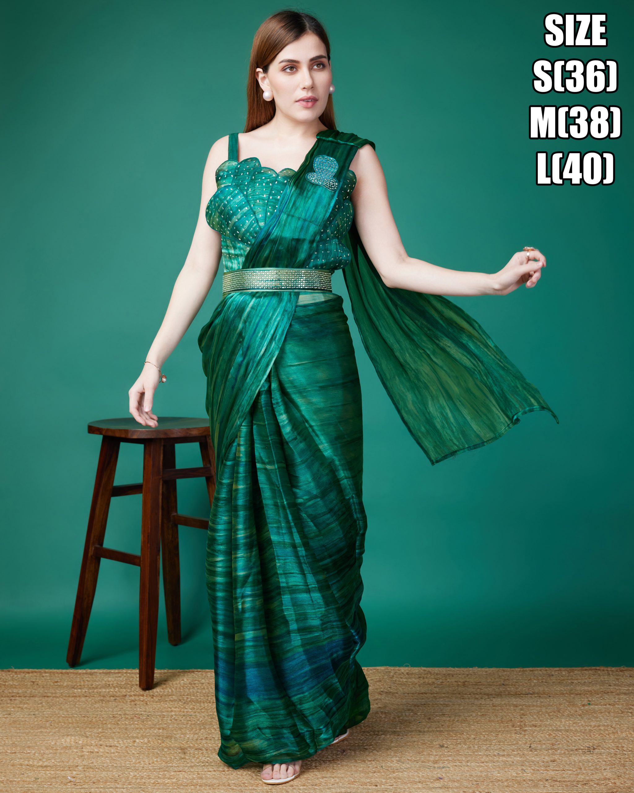 Women's Ready To Wear Embroidered Organza New Designer Saree With Blouse