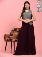 Women's Stitched Pure Georgette Embroidery Crop Top Lehenga With Purse