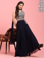 Women's Stitched Pure Georgette Embroidery Crop Top Lehenga With Purse