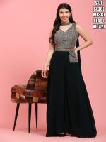 Women's Stitched Pure Georgette Embroidery Crop Top Lehenga With Purse