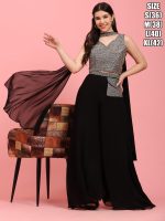 Women's Stitched Pure Georgette Embroidery Crop Top Lehenga With Purse