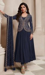 Women's Semi Stitched Chinon Embroidery Designer Salwar Suit