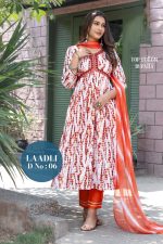 Aliya Cut Collection: Rayon Dyed Kurti With Pent And Nazneen Dupatta