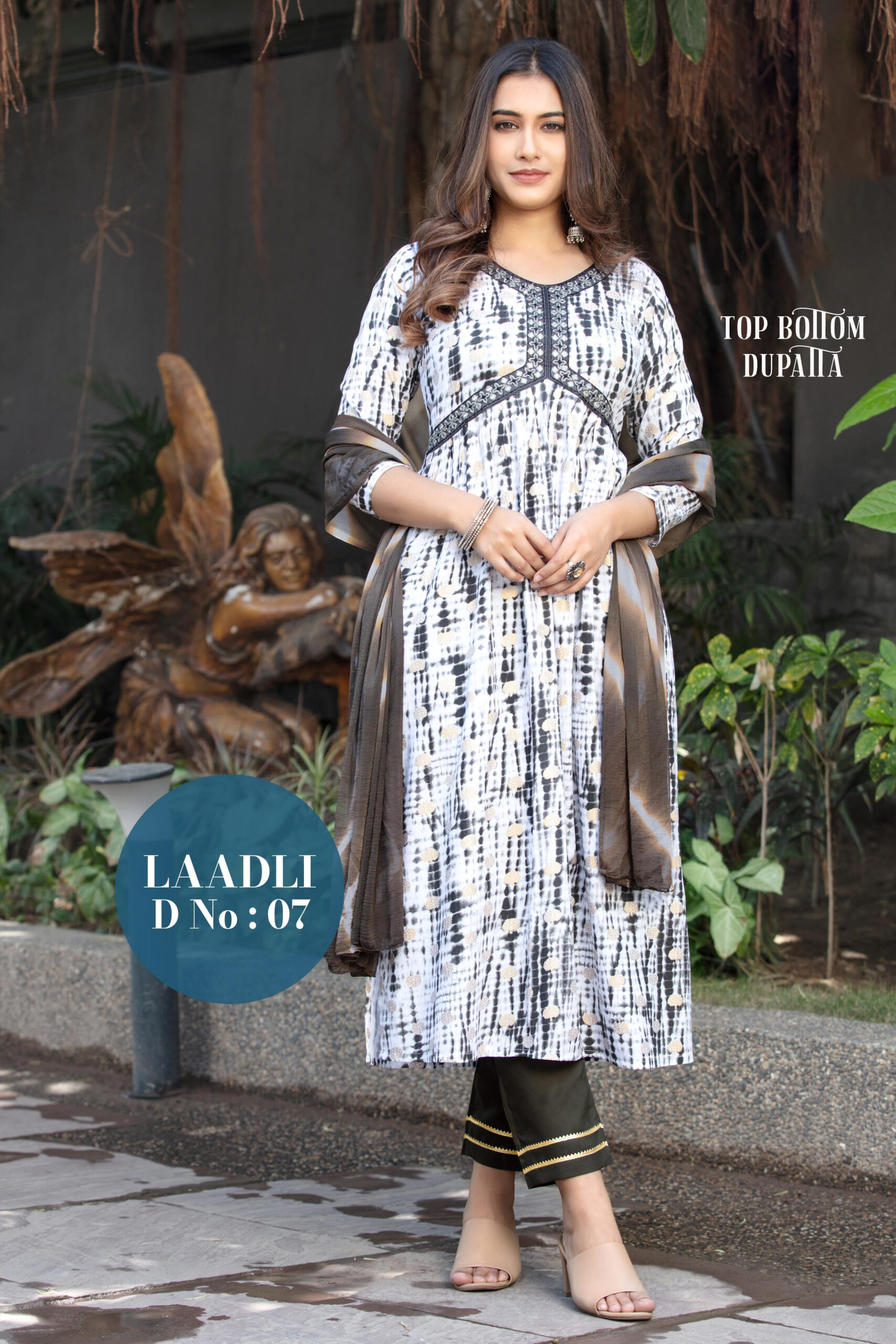 Aliya Cut Collection: Rayon Dyed Kurti With Pent And Nazneen Dupatta