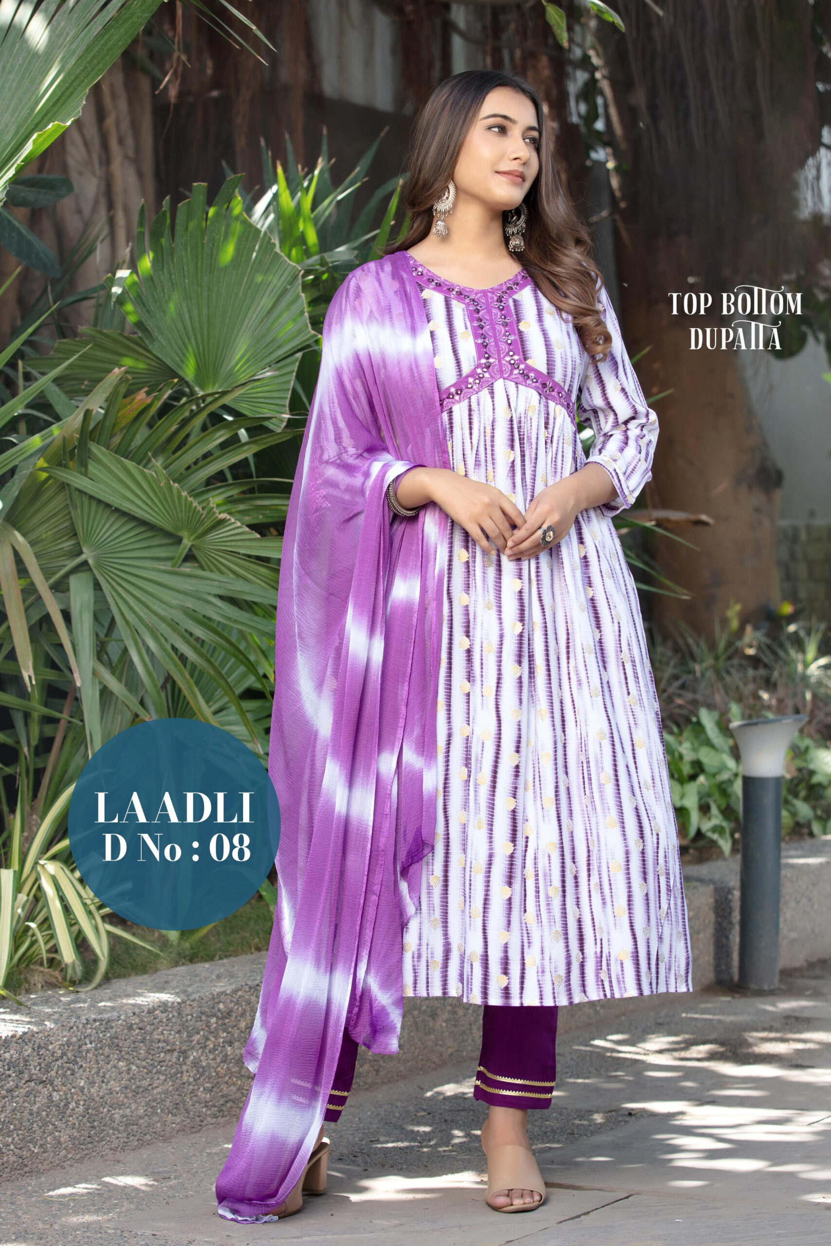 Aliya Cut Collection: Rayon Dyed Kurti With Pent And Nazneen Dupatta