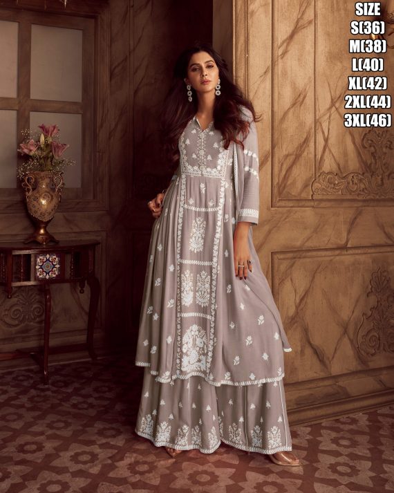 Luxurious Lakhnavi Charm Step into Style with Our Stitched Heavy Rayon Kurti Set