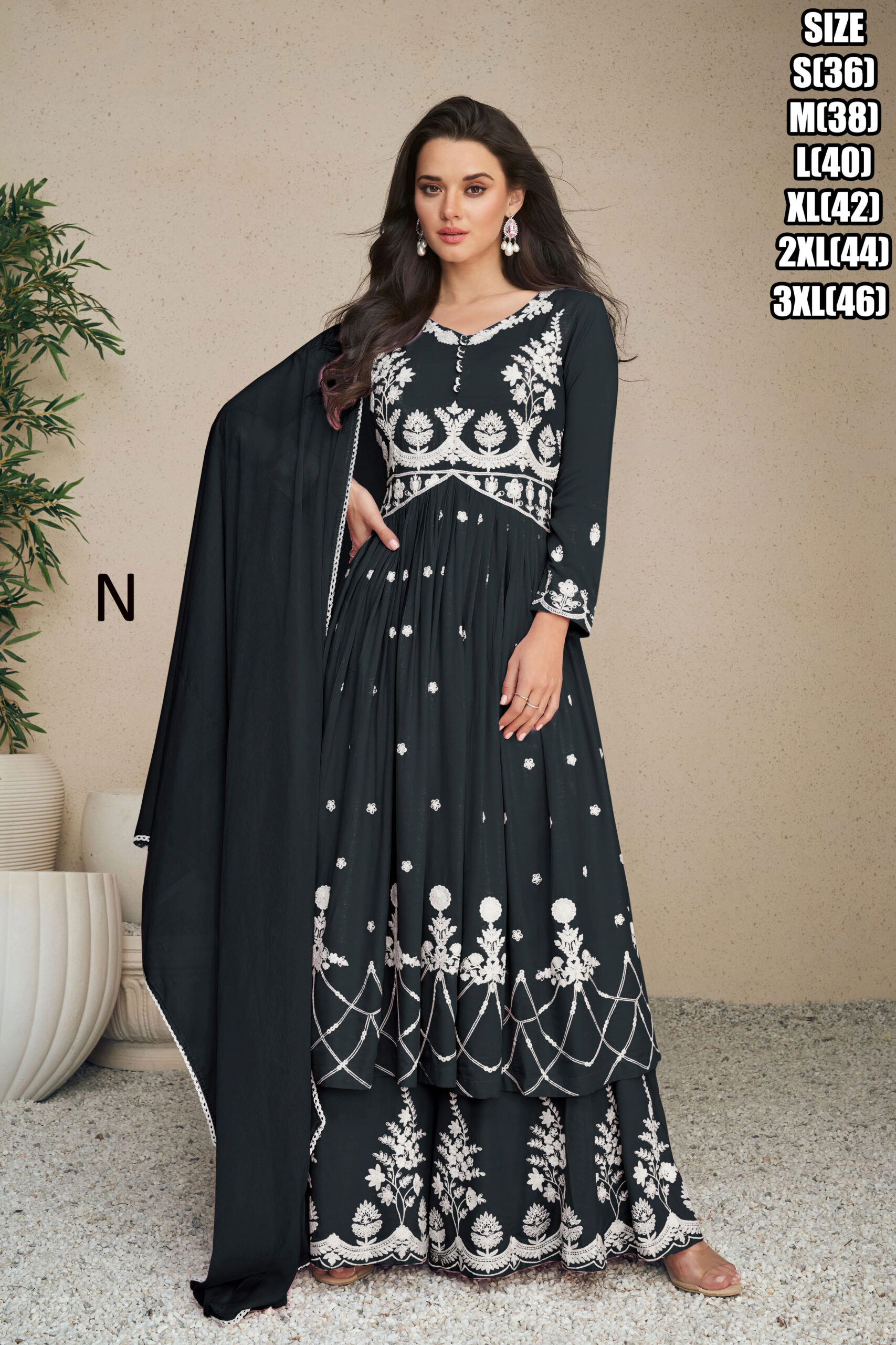 Shop the latest Lakhnavi Embroidered Kurti with Plazzo and Dupatta