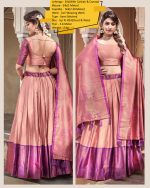 Our Semi Stitched Lehenga In Silk With Weaving Zari Work With Silk Dupatta. Embrace Elegance And Make A Statement