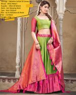 Our Semi Stitched Lehenga In Silk With Weaving Zari Work With Silk Dupatta. Embrace Elegance And Make A Statement