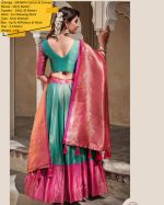 Our Semi Stitched Lehenga In Silk With Weaving Zari Work With Silk Dupatta. Embrace Elegance And Make A Statement