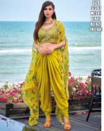 Ready To Wear Satin Silk Top & Dhoti With Organza Shrug