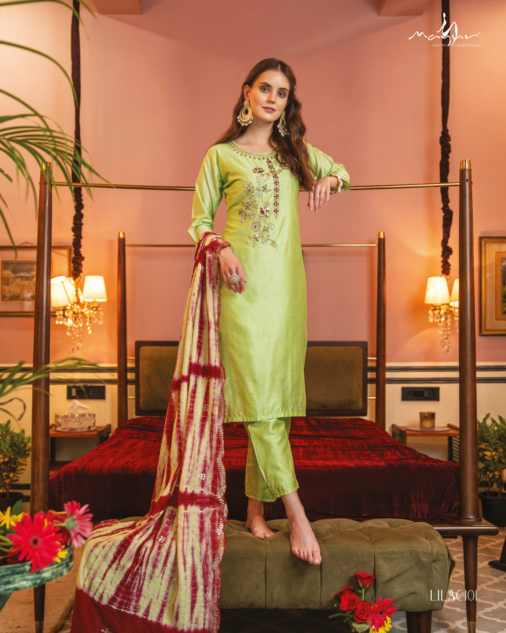 Lilac By Mayur Creation 101-106 Series Modal Silk Kurtis Bottom Dupatta Set