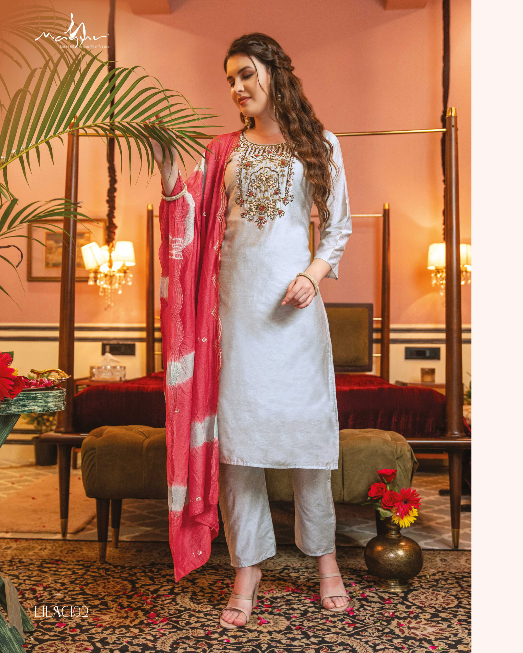 Lilac By Mayur Creation 101-106 Series Modal Silk Kurtis Bottom Dupatta Set