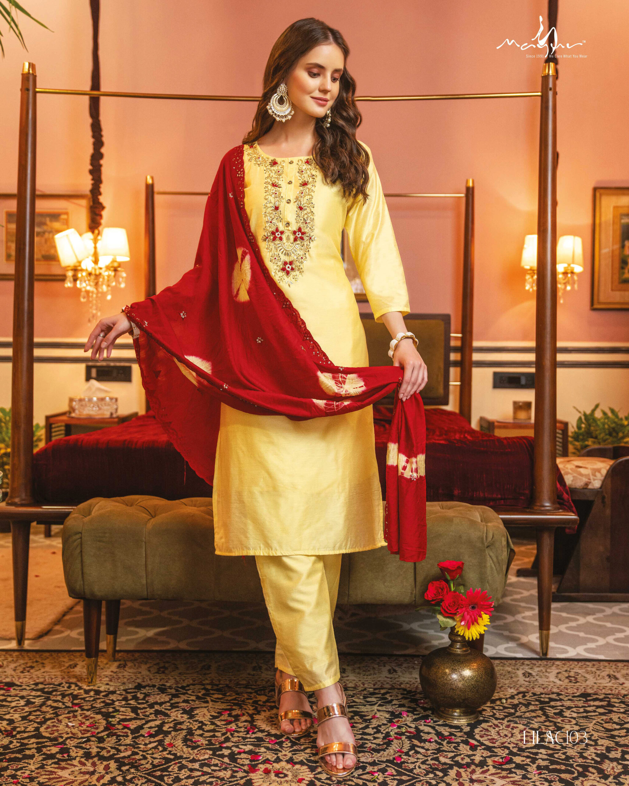 Lilac By Mayur Creation 101-106 Series Modal Silk Kurtis Bottom Dupatta Set