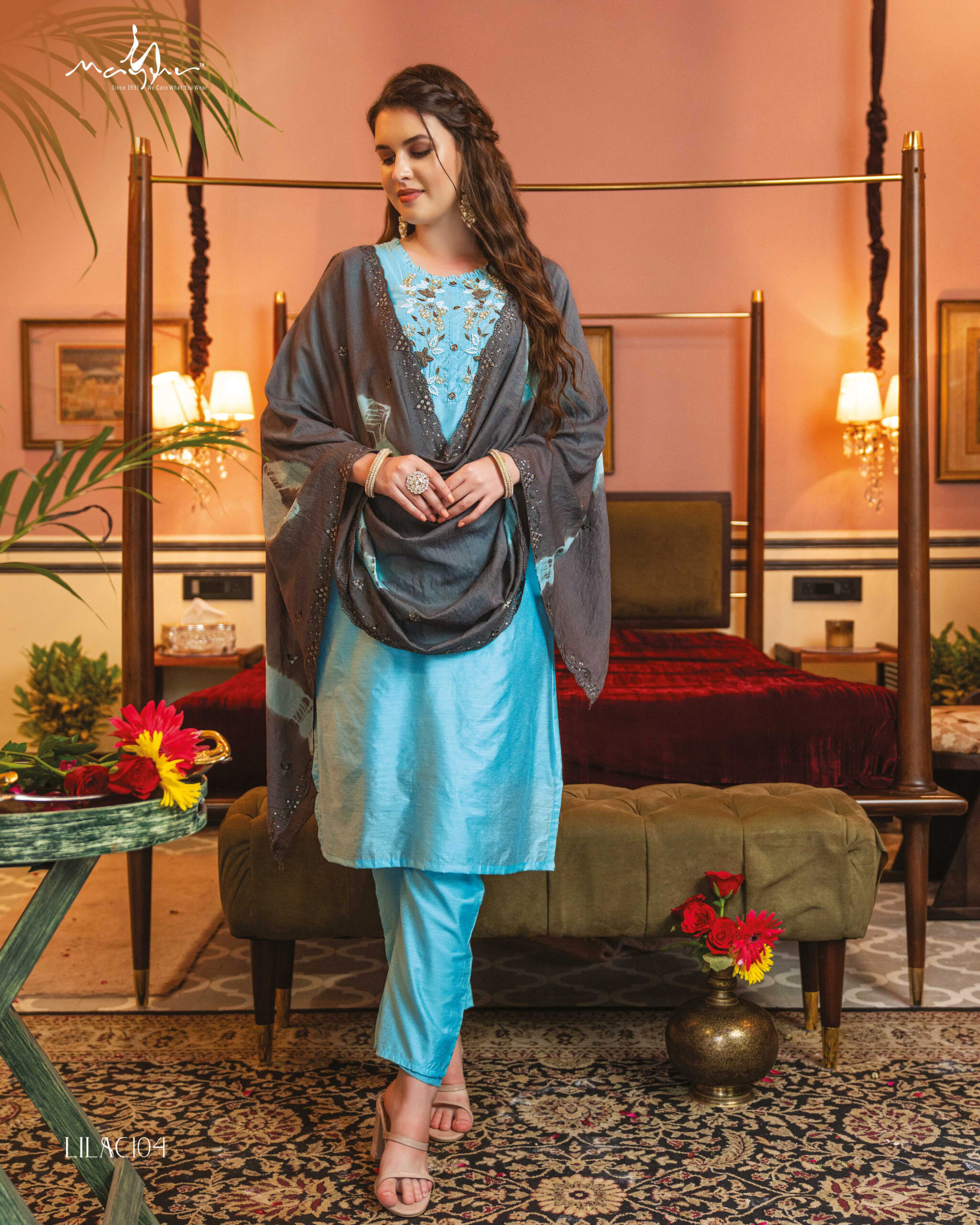 Lilac By Mayur Creation 101-106 Series Modal Silk Kurtis Bottom Dupatta Set