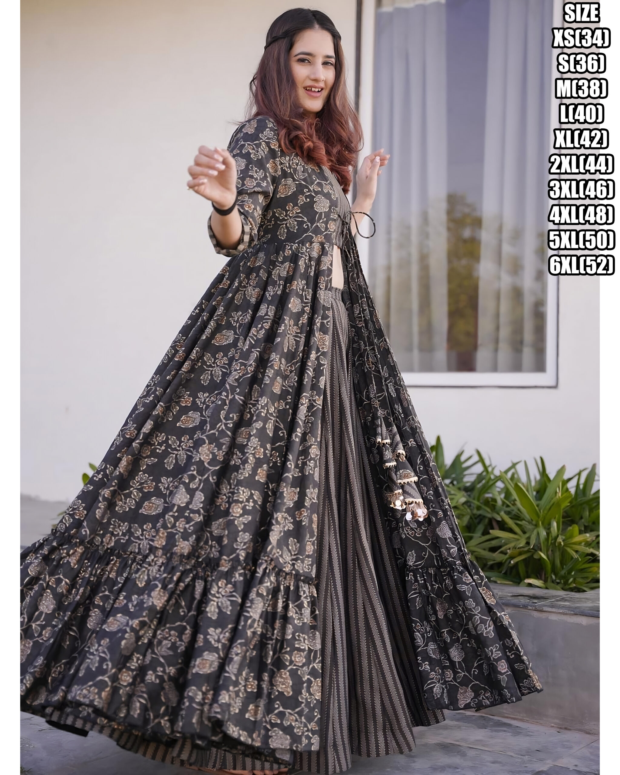 Universal Fashion Presents This Stunning 3-piece Koti Style Indo-western Suit Of Printed Crop Top, Skirt/palazzo And Parallels Paired With A Beautiful Printed Shrug Set Collection