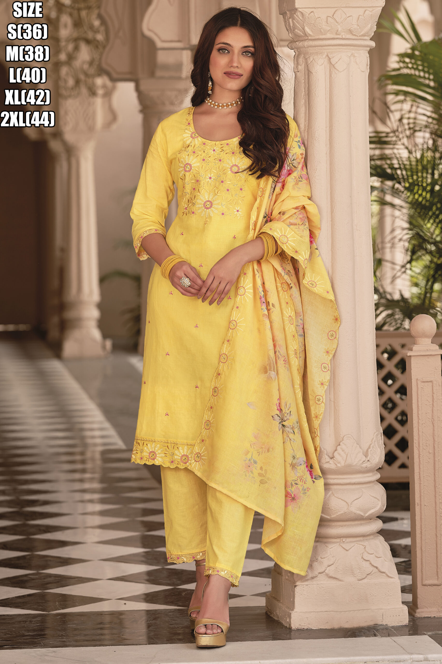 Elegant Stitched Pure Cotton Ensemble With Fancy Embroidery Work, Digital Print On Mal-Mal Dupatta - Perfect For A Stylish Statement