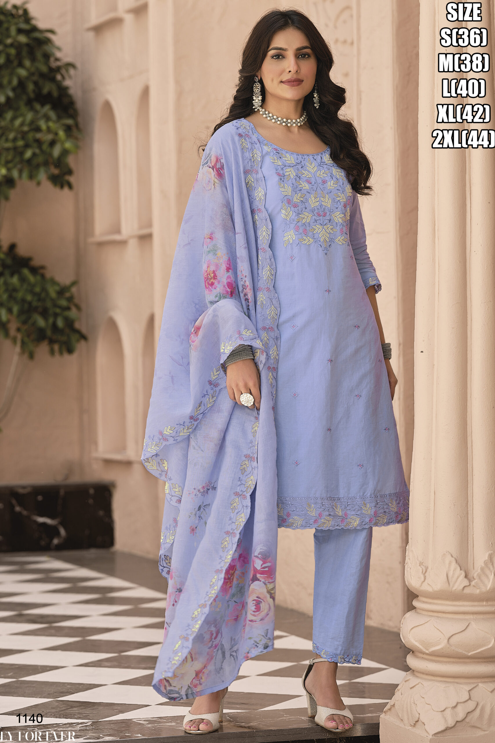 Elegant Stitched Pure Cotton Ensemble With Fancy Embroidery Work, Digital Print On Mal-Mal Dupatta - Perfect For A Stylish Statement