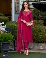 Ethnicrang Women's Viscose Organza Embroidery Occasion Beautiful Party Wear 3Pcs Fancy Kurti Pent With Dupatta