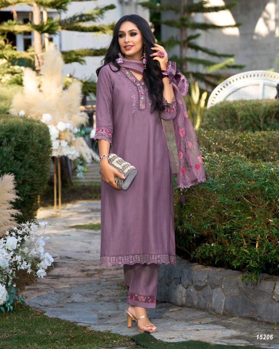 Ethnicrang Women's Viscose Organza Embroidery Occasion Beautiful Party Wear 3Pcs Fancy Kurti Pent With Dupatta