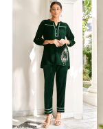 Women's Stitched Velvet Handwork Winterwear Cord set