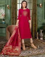 Anju Fabrics Presents Mayuri Bamber Silk Stitched Kurtis Pent Dupatta Set