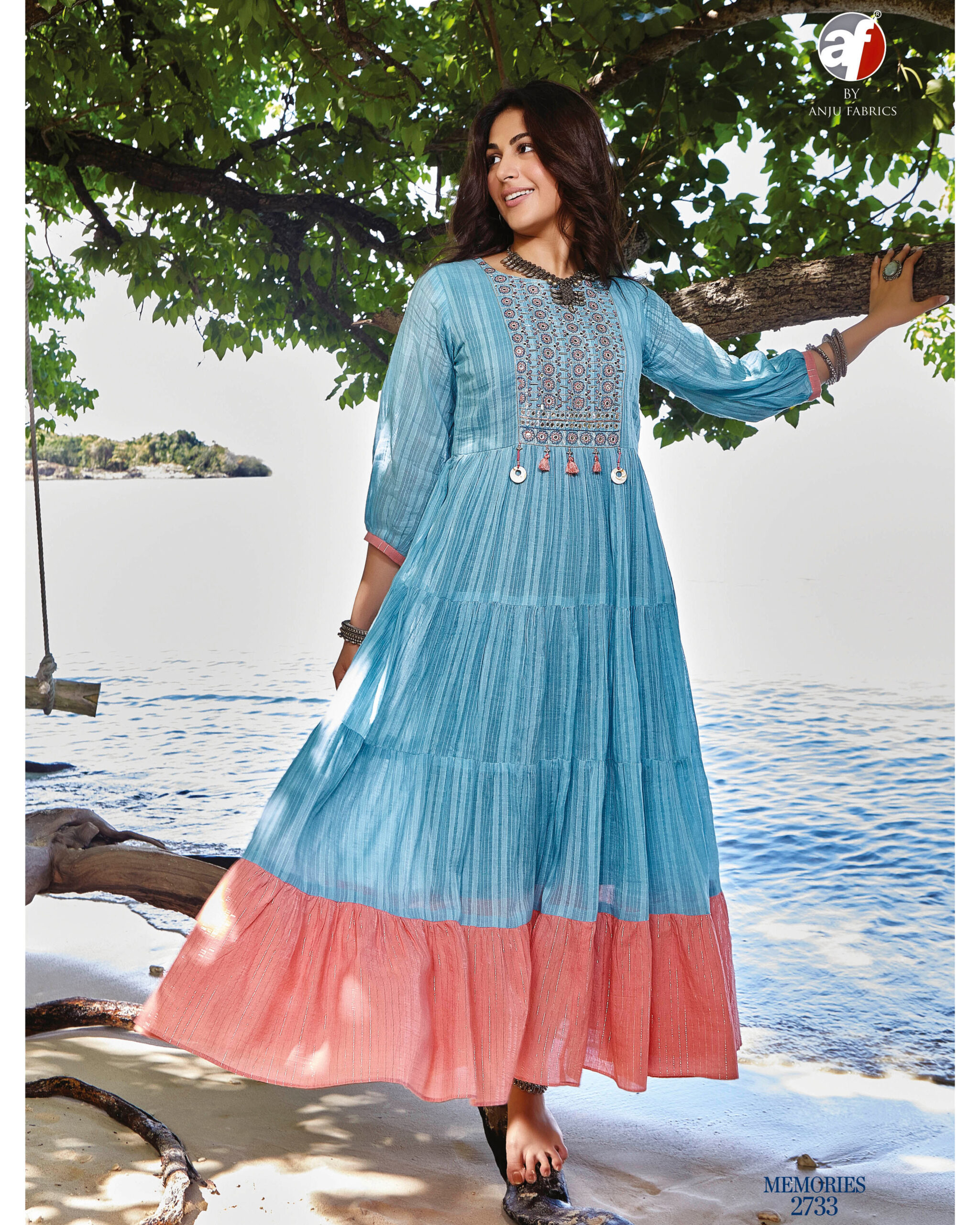 Anju Fabrics Present Memories col 3 Summer Collection Gown