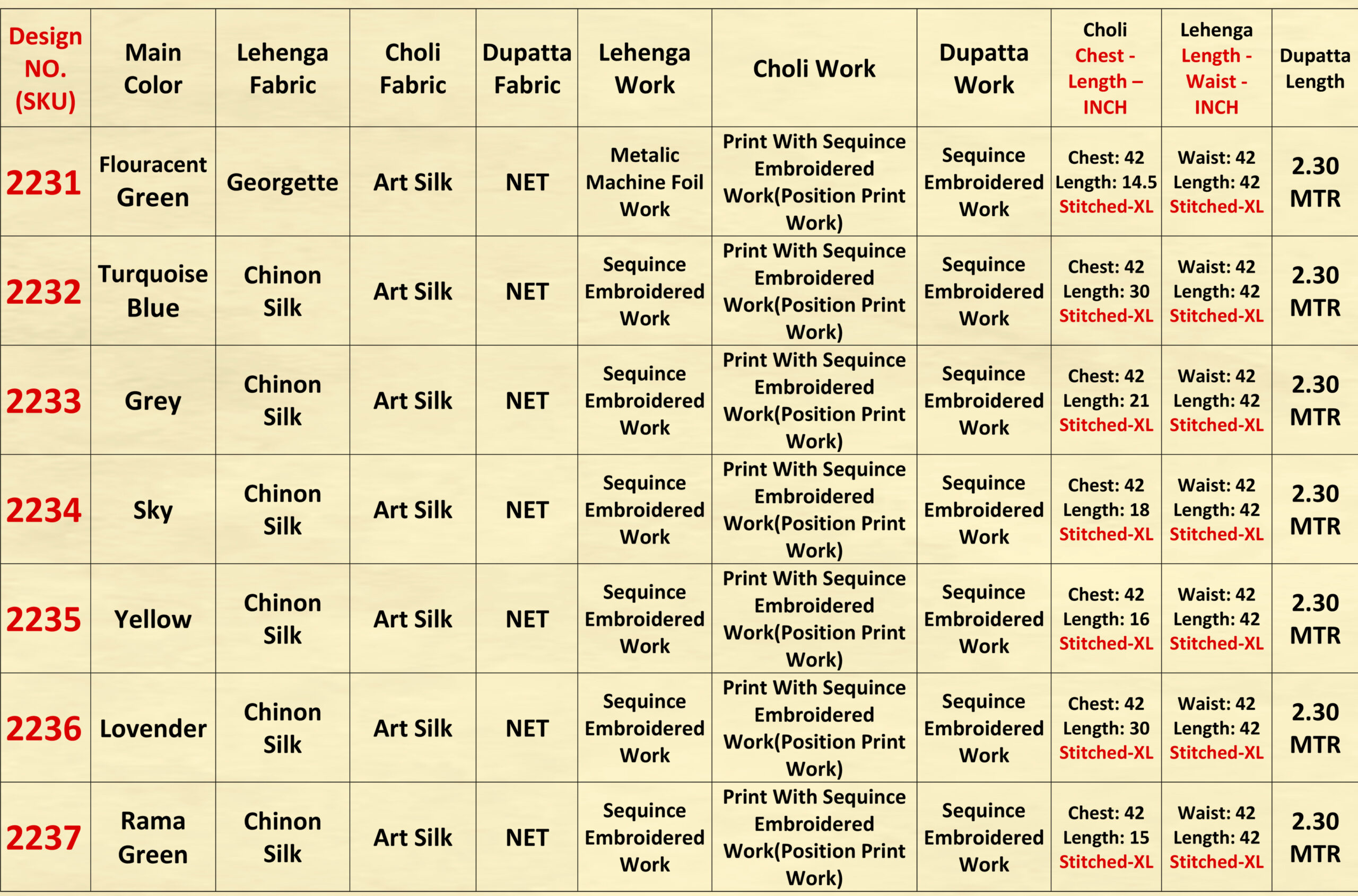 Present Chinnon Silk Stitched Embroidery Lehenga Choli Collection.