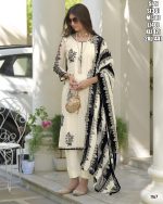 Classic Black & White With Our Stitched Salwar Suit Set Heavy Organza Fancy Embroidery Work And Stunning Dupatta