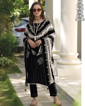 Classic Black & White With Our Stitched Salwar Suit Set Heavy Organza Fancy Embroidery Work And Stunning Dupatta