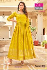 Designer Gown Style With Classic Reyon Foil Prints And Fancy Embroidery Work Embrace Elegance In This Stunning Ensemble