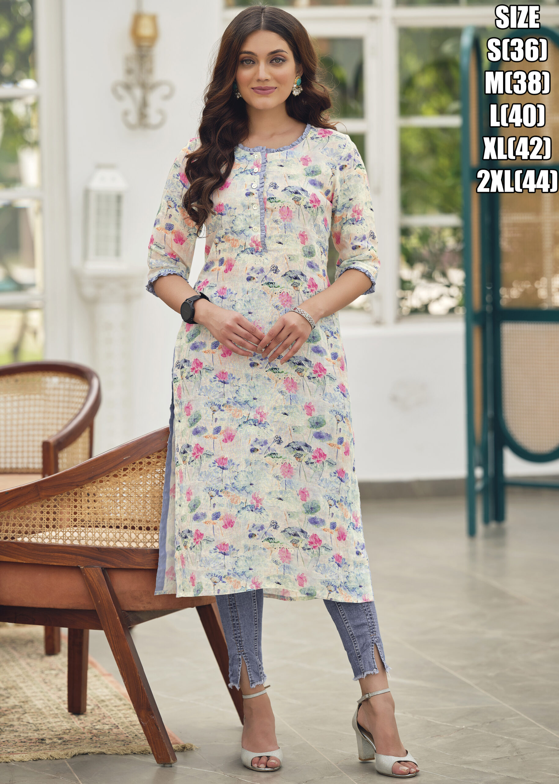 Heavy Lilen & Khatali Hand Work Rayon Kurti Collection