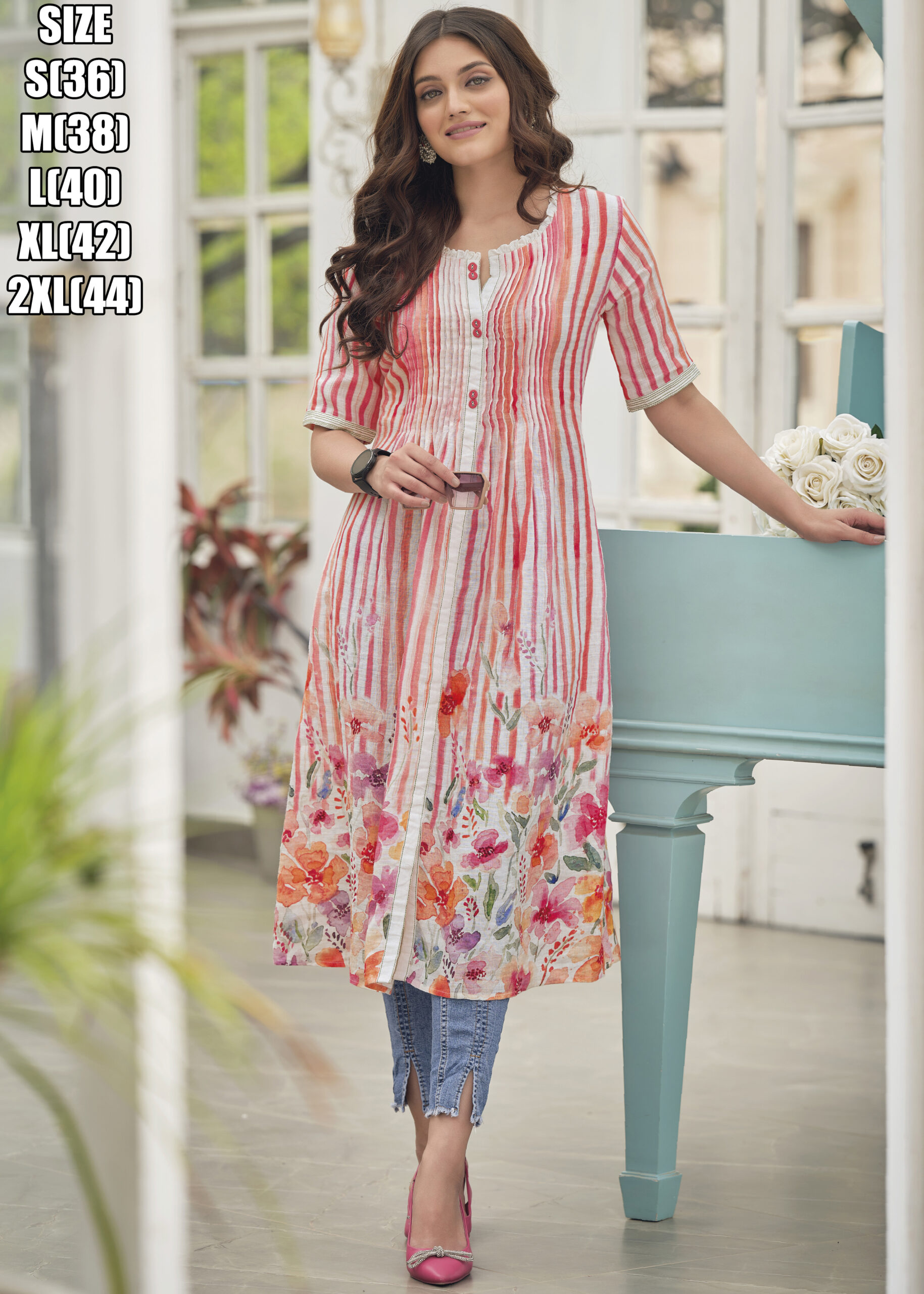 Heavy Lilen & Khatali Hand Work Rayon Kurti Collection