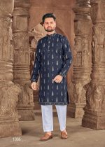 Gent's Cotton Kurta With Foil Print And Payjama